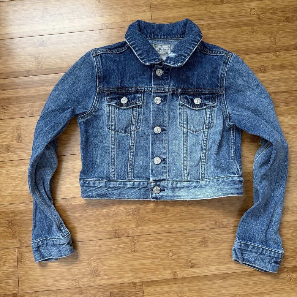 Polo Ralph Lauren Girls Denim Jacket Size 10 Cropped Jean‎ Jacket